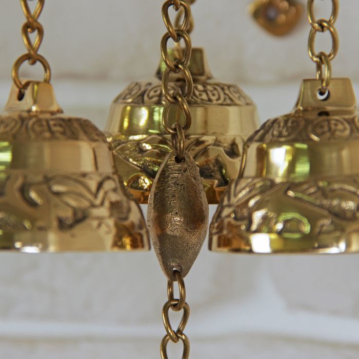 Рында латунь с цепочкой "Дракон" (3 колокола) 16х14,5х13 см
