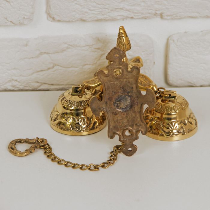 Рында латунь с цепочкой "Дракон" (3 колокола) 16х14,5х13 см