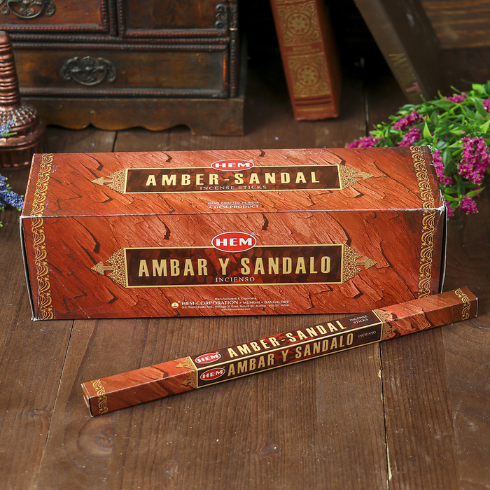 Благовония "HEM" 8 палочек угольные amber - sandal