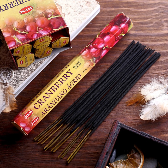 Благовония "HEM" 20 палочек угольные cranberry