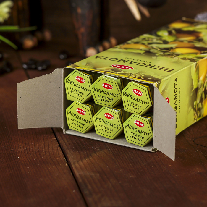 Благовония "HEM" 20 палочек угольные bergamot
