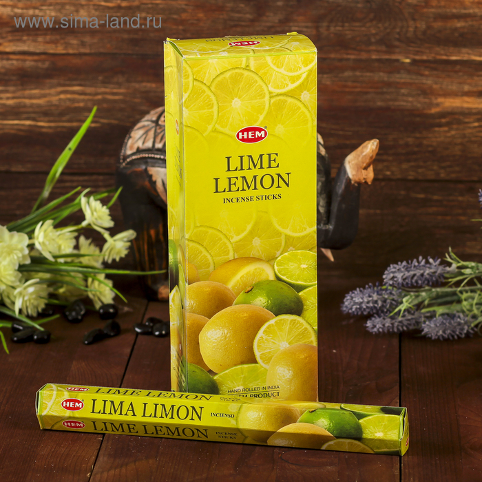 Благовония HEM 20 палочек угольные lime lemon