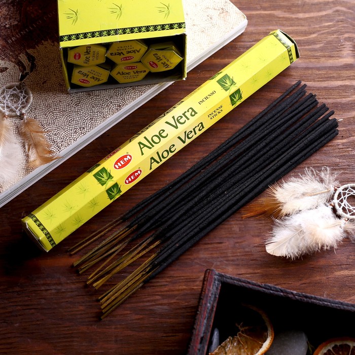 Благовония "HEM" 20 палочек угольные aloe vera