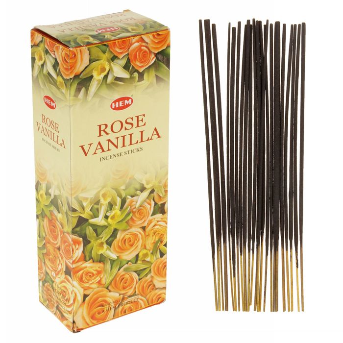 Благовония "HEM" 20 палочек угольные rosa vanilla
