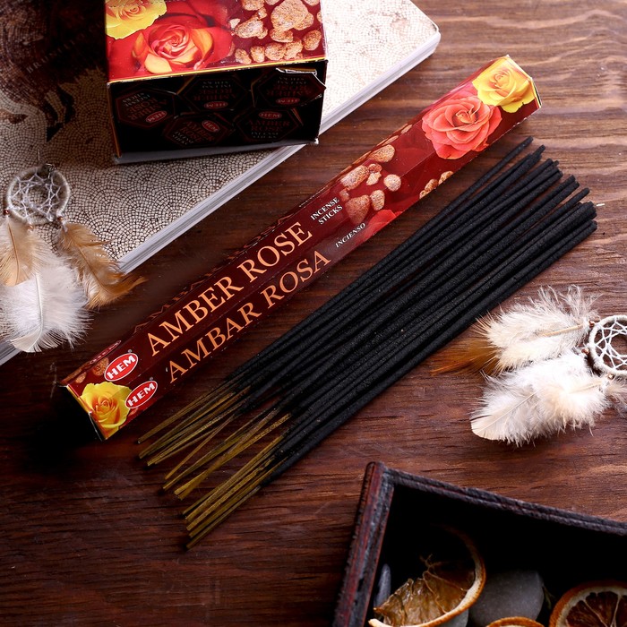 Благовония "HEM" 20 палочек угольные amber rosa