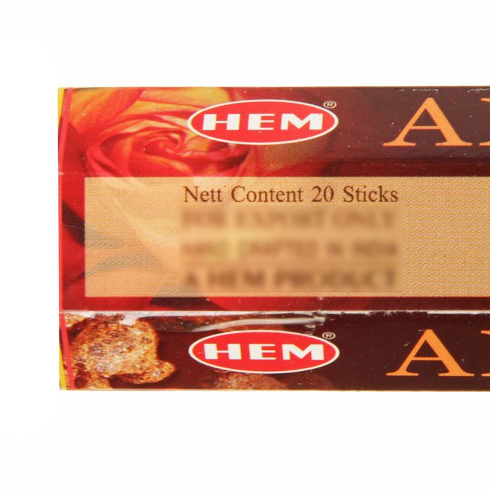 Благовония "HEM" 20 палочек угольные amber rosa