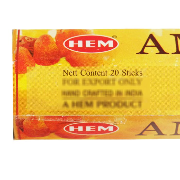 Благовония "HEM" 20 палочек угольные amber honey