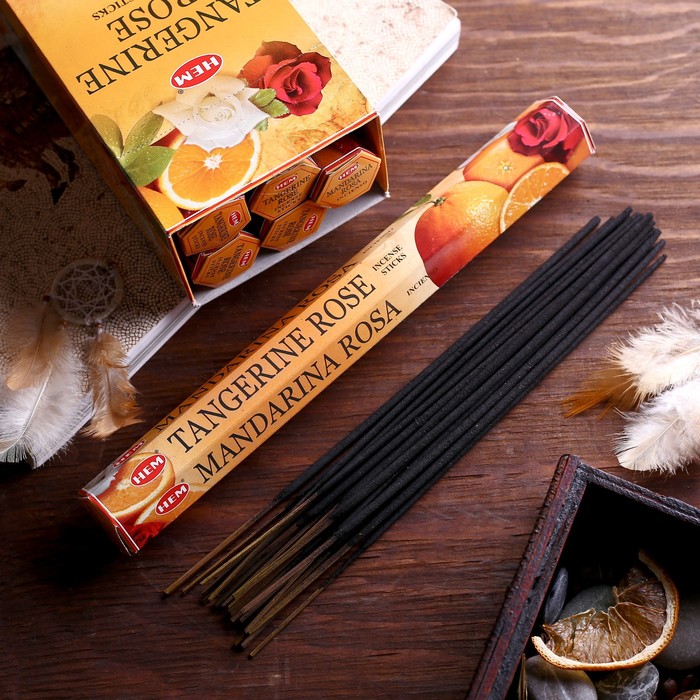 Благовония "HEM" 20 палочек угольные tangerine rose