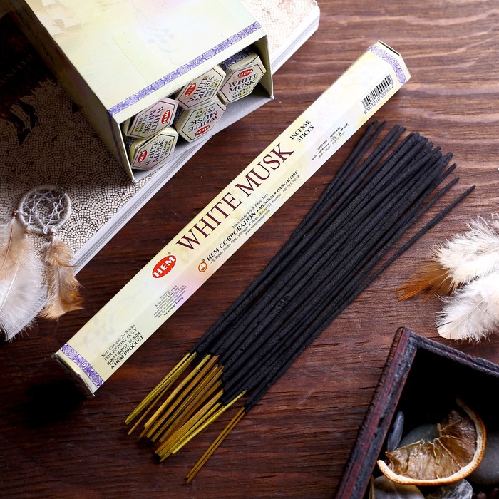 Благовония "HEM" 20 палочек угольные white musk