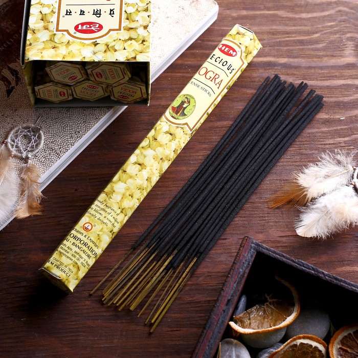 Благовония "HEM" 20 палочек угольные precious mogra