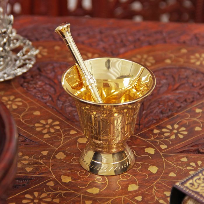 Ступка латунь "Резная" 6,5х6,2х6,2 см