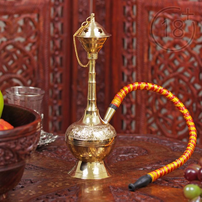 Сувенир кальян латунь 1 трубка "Хами" 20 см