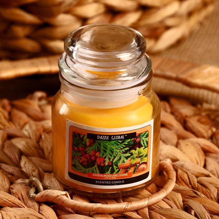 Свеча в банке "Сандал и кедр" 82 гр 6х9х9 см