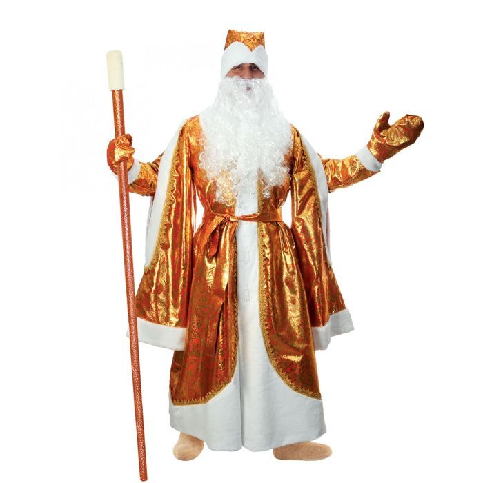 Карнавальный костюм "Дед Мороз", парча, золото на красном, р-р 48-50, рост 182 см