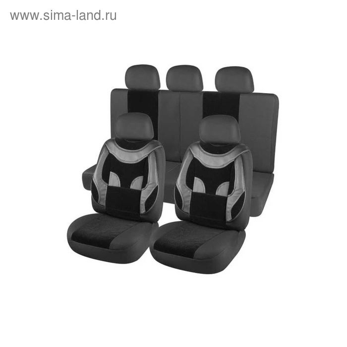 

Чехлы сиденья велюр,экокожа 11 предм. Skyway PROTECT 2 черный