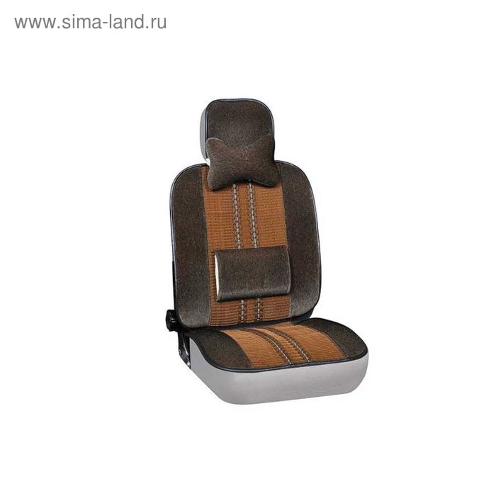 Чехлы сиденья меховые искусственные 5 предм. Skyway Arctic коричневый с поддержкой спины