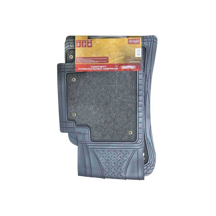 Коврик салона 3 предм. SKYWAY, полиуретановый, съемный ковролин, задний с перемычкой, серый   261298