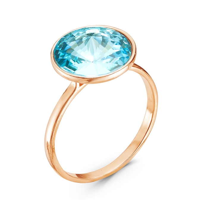 Кольцо "Лазурь" круг, цвет голубой, позолота, 18 размер