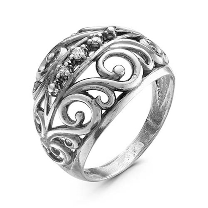 Кольцо "Лоск", посеребрение с оксидированием, 18.5 размер