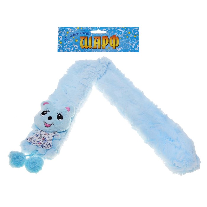 Шарф "Мишка в платье", цвета МИКС