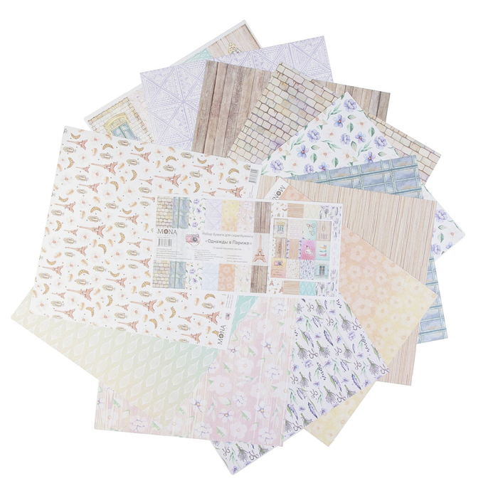 Набор бумаги для скрапбукинга "Однажды в Париже" 10 листов 30,5х3,5 см плотность 190гр/м2