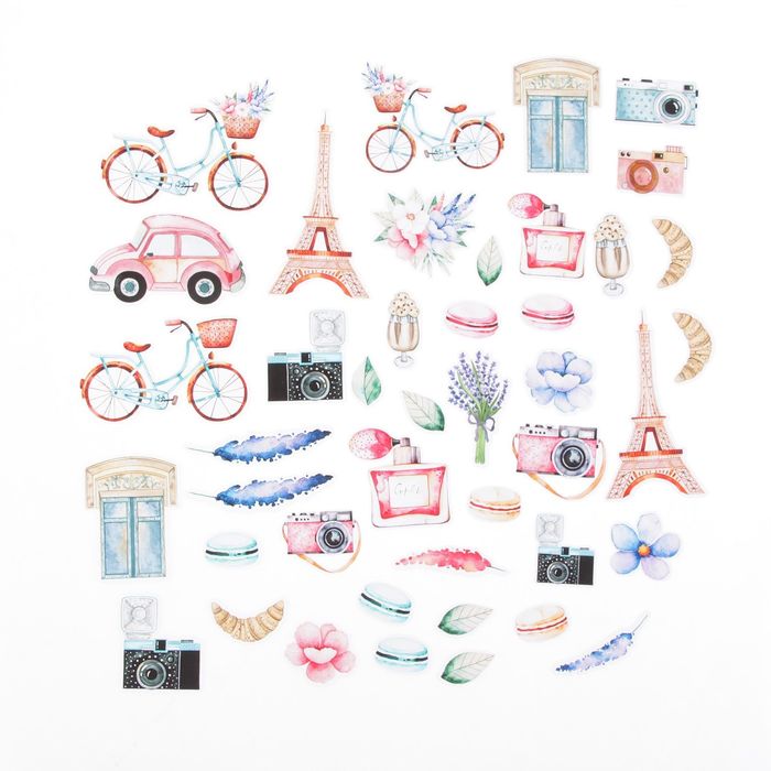 Набор высечек для скрапбукинга "Однажды в Париже" 44 элемента