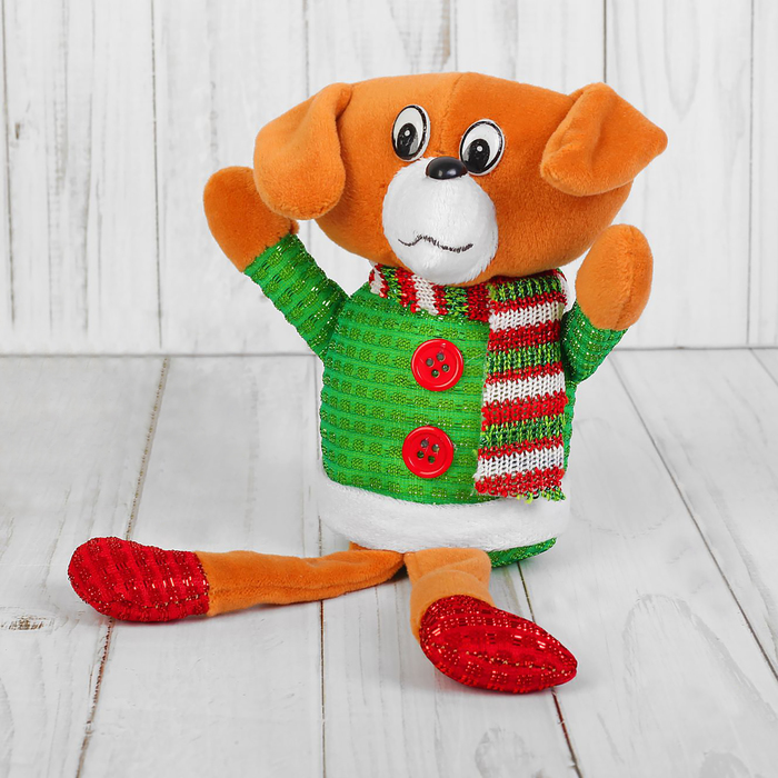 Мягкая игрушка "Собачка", полосатый шарфик и висячие лапки, цвета МИКС