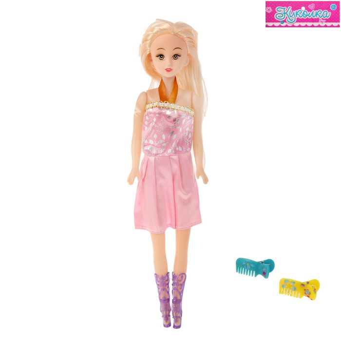 Кукла модель "Люда" в платье, с аксессуарами, МИКС