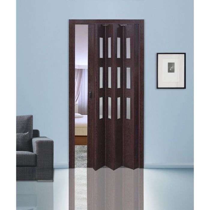 Дверь раздвижная «Фаворит», ПВХ, венге, со стеклом, 2020 × 840 мм