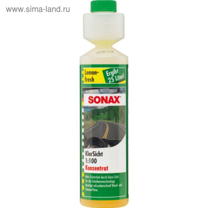 Стеклоомыватель SONAX, концентрат 1:100, лимон, 250 мл, 373141