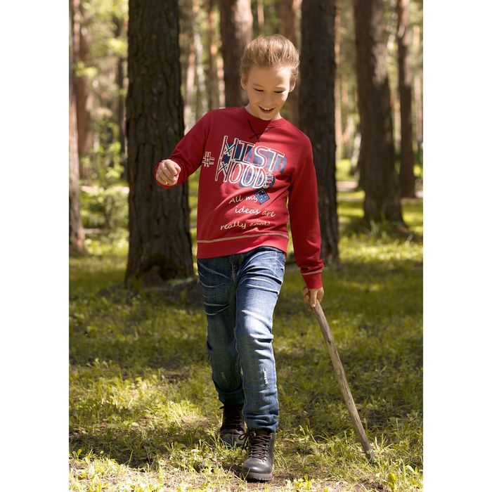 Толстовка для мальчика, рост 134 см, цвет бордовый