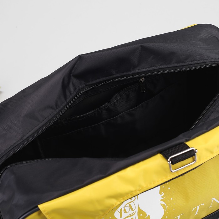 Сумка спортивная с креплением для коврика, 1 отдел, 2 наружных кармана, цвет чёрный/жёлтый