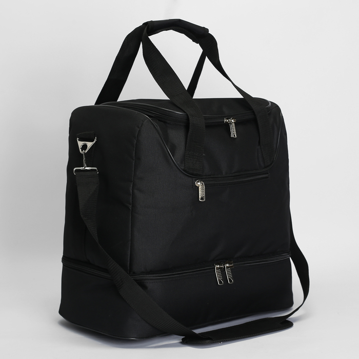 Сумка-трансформер дорожная, 2 отдела, наружный карман, ремень, цвет чёрный