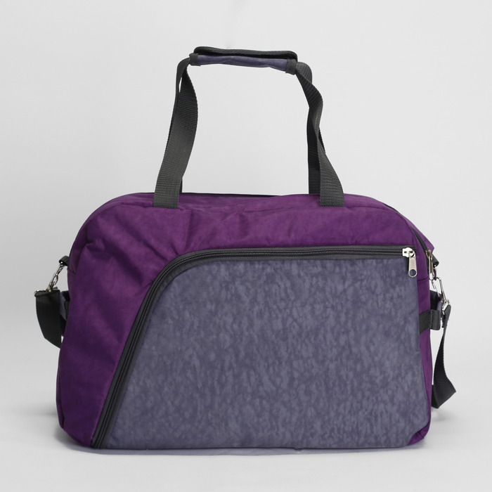 Сумка спортивная на молнии, 1 отдел, 2 наружных кармана, ремень, цвет серый/сиреневый