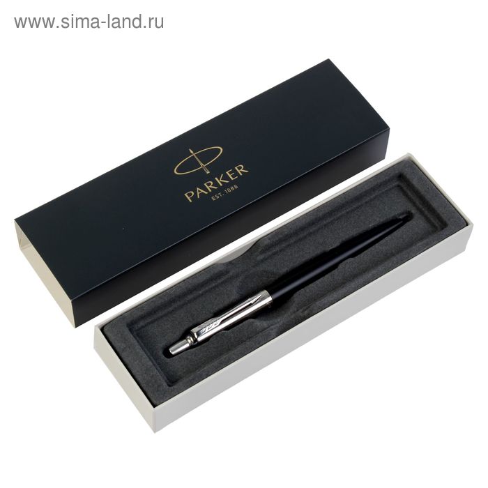 фото Ручка шариковая parker jotter core bond street black ct m, корпус из нержавеющей стали, чёрный глянцевый/ хром, синие чернила (1953184)