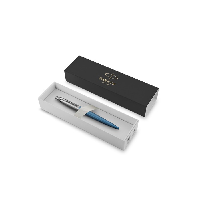 

Ручка шариковая Parker Jotter Core Waterloo Blue CT M, корпус из нержавеющей стали, голубой глянцевый/ хром, синие чернила