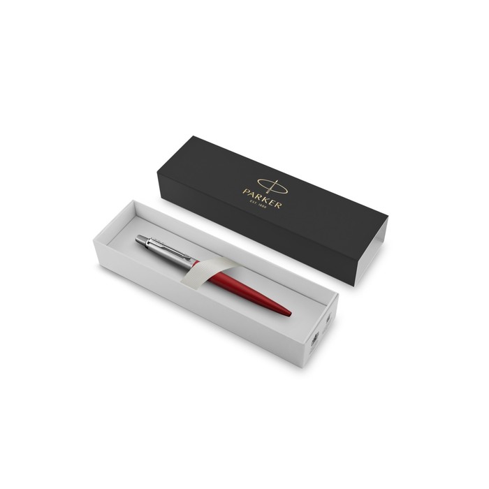 Ручка шариковая Parker Jotter Core Kensington Red CT M, корпус из нержавеющей стали, красный глянцевый/ хром, синие чернила (1953187)