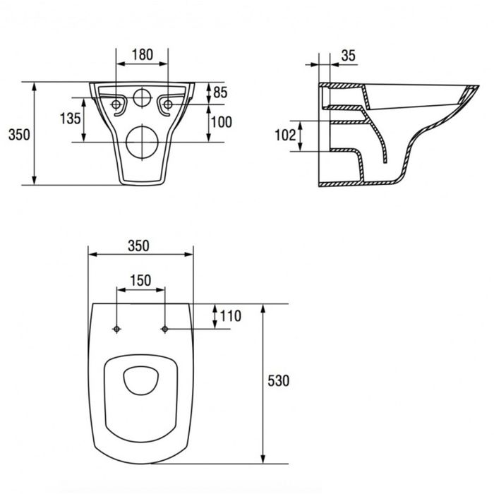 Унитаз подвесной Cersanit CARINA СLEAN ON с сиденьем