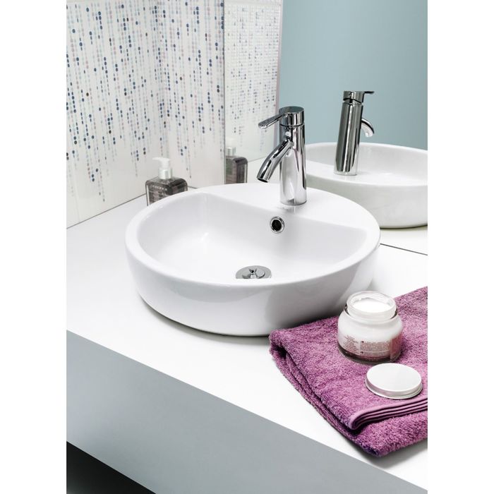 Встраиваемая раковина Cersanit RING CASPIA, ширина 44 см, с 1 центральным отверстием