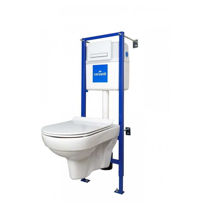 Сет Cersanit CITY NEW CLEAN ON (подвесной безободковый унитаз, тонкое сиденье, инсталляция, кнопка)