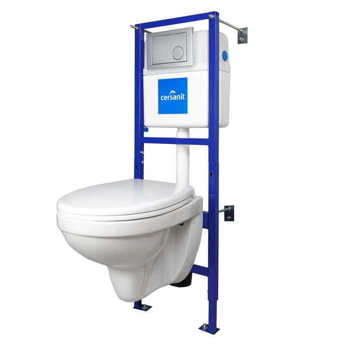 Сет Cersanit DELFI (подвесной унитаз, сиденье, инсталляция, кнопка)