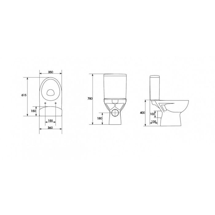 Унитаз-компакт безободковый Cersanit PARVA NEW CLEAN ON с сиденьем