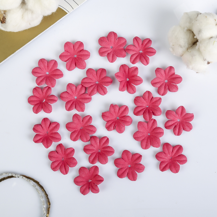Декор для творчества под замшу "Цветочек" розовый (набор 20 шт) 2,8х2,8 см