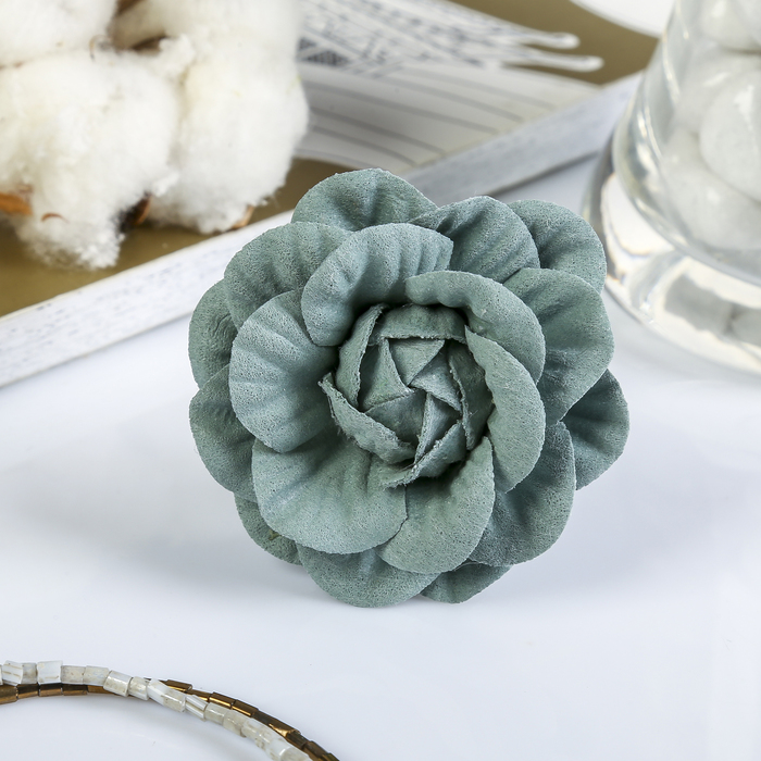 Декор для творчества под замшу "Роза" зеленый (набор 2 шт) 5,5х5,5 см