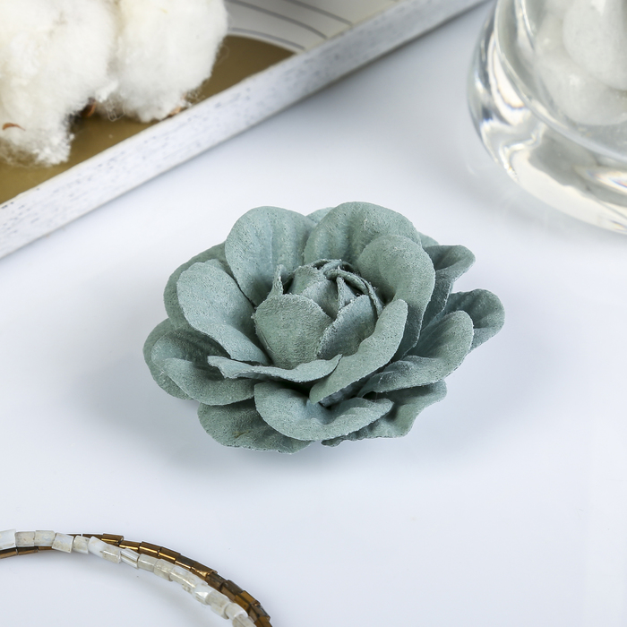 Декор для творчества под замшу "Роза" зеленый (набор 2 шт) 5,5х5,5 см