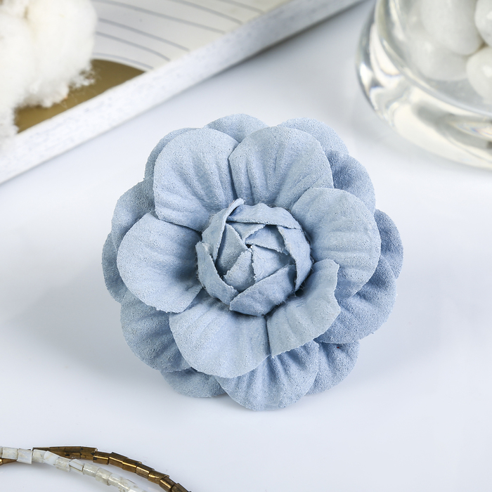 Декор для творчества под замшу "Роза" голубой (набор 2 шт) 5,5х5,5 см