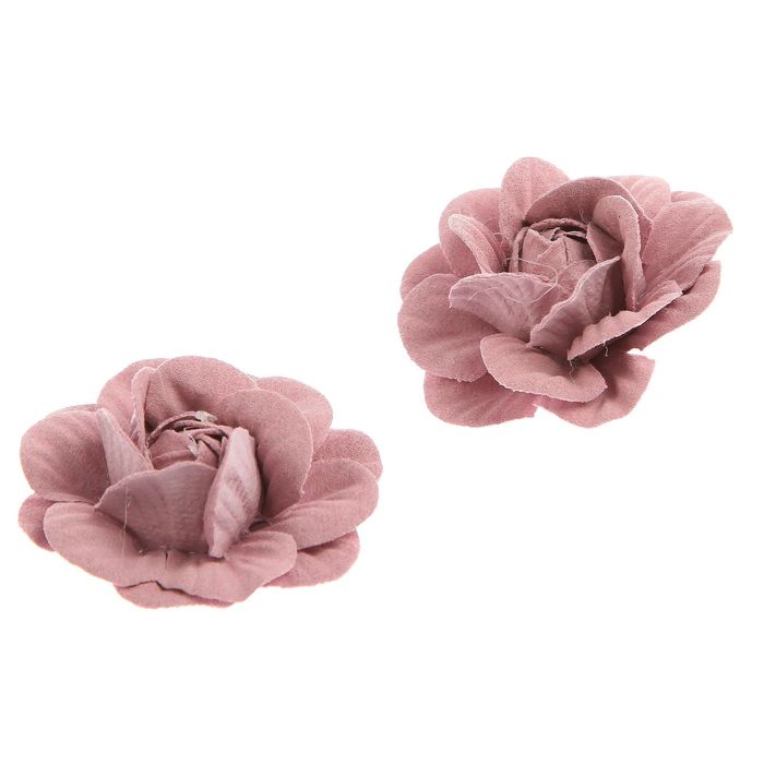 Декор для творчества под замшу "Роза" нежно-розовый (набор 2 шт) 5,5х5,5 см