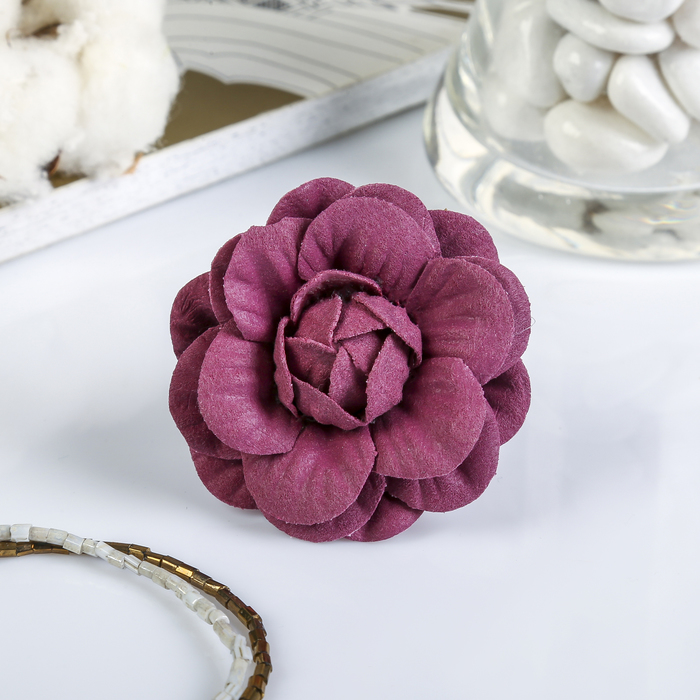 Декор для творчества под замшу "Роза" сливовый (набор 2 шт) 5,5х5,5 см