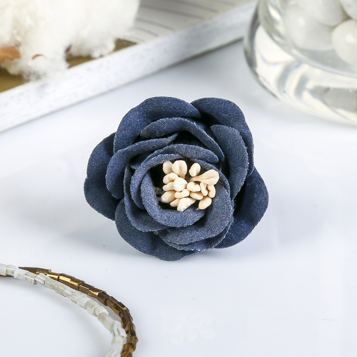 Декор для творчества под замшу "Розочка" тёмно-серый (набор 2 шт) 4,5х4,5 см