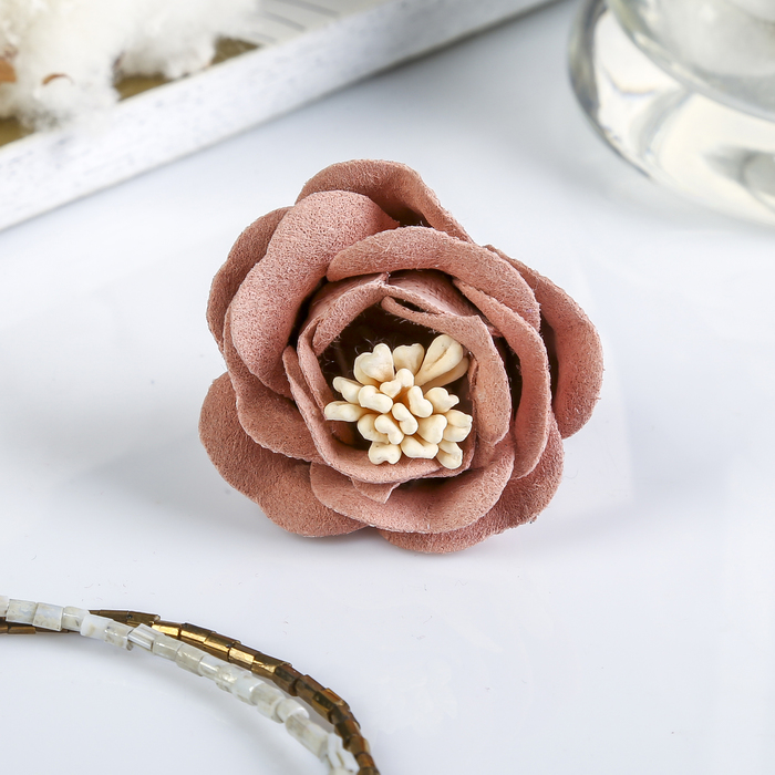 Декор для творчества под замшу "Розочка" сливочный (набор 2 шт) 4,5х4,5 см